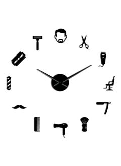 NIBEMINENT Haircut Tools Pattern Decorative Wall Clock Black 15x10x4.5cm  - Image 1