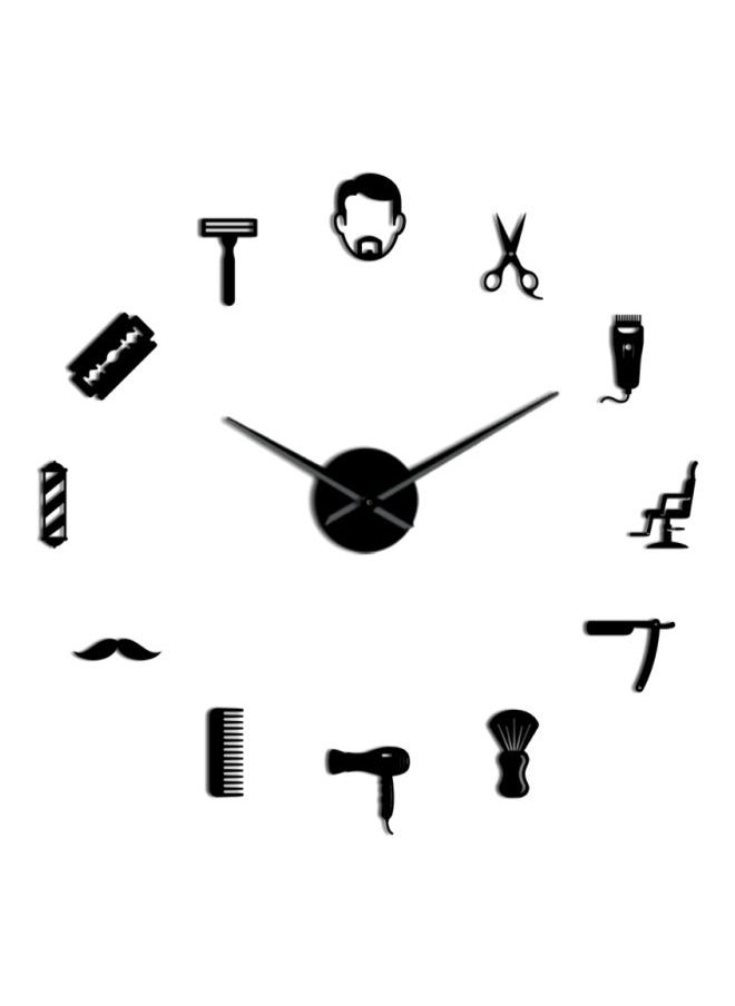 NIBEMINENT Haircut Tools Pattern Decorative Wall Clock Black 15x10x4.5cm  - Image 1