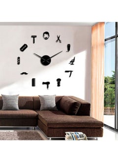 NIBEMINENT Haircut Tools Pattern Decorative Wall Clock Black 15x10x4.5cm  - Image 2