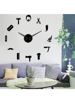 NIBEMINENT Haircut Tools Pattern Decorative Wall Clock Black 15x10x4.5cm  - Image 3