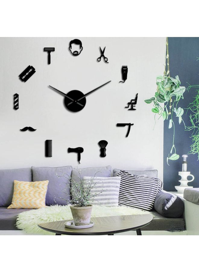 NIBEMINENT Haircut Tools Pattern Decorative Wall Clock Black 15x10x4.5cm  - Image 3