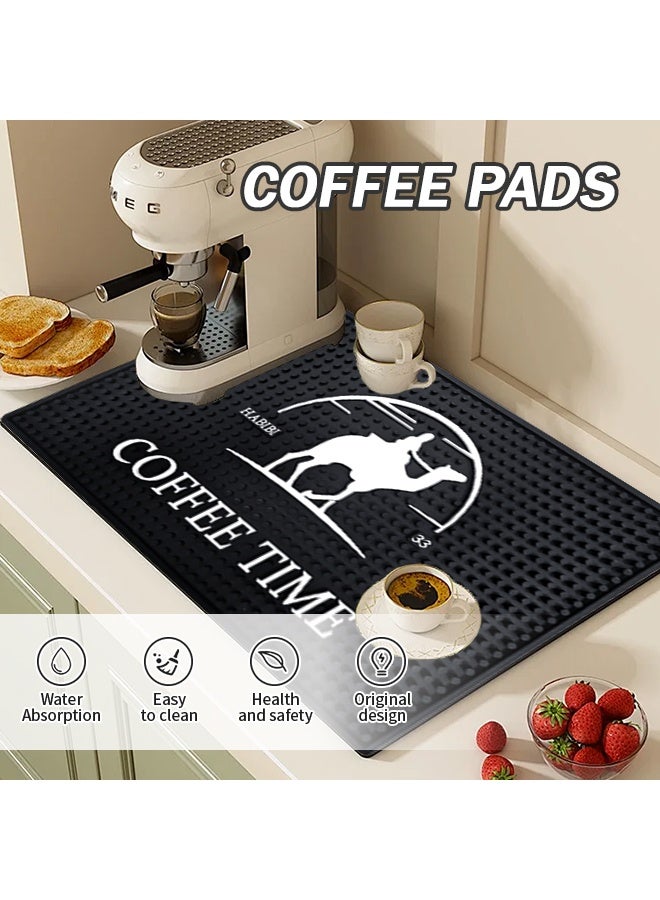 HABIBI Coffee Mat Under Dish Rack Rubber Dish Drying Mat Kitchen Anti-Overflow Mat Cafe Accessories, Suitable For Coffee Machine, Coffee Pot, Espresso Machine, Under Dish Rack 45x30x0.8cm - Image 2