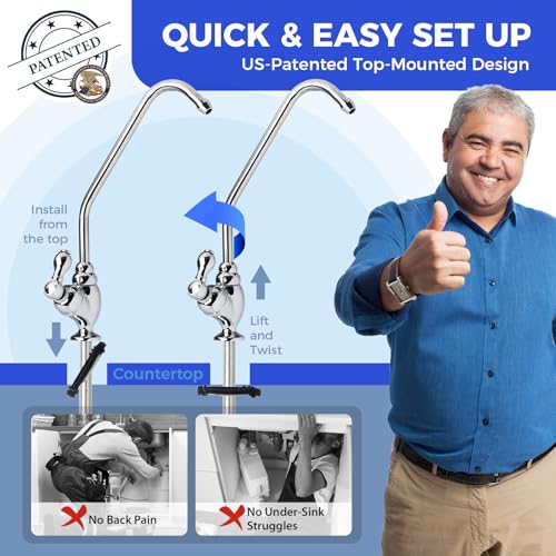 Pure Drop PureDrop RTW5 SGS-Tested 5 Stage Reverse Osmosis Water Filter System with Innovative Top-Mounted Faucet Design, TDS Reduction 50 GPD Under Sink RO Water Filtration Plus Extra 3 Filters - Image 4