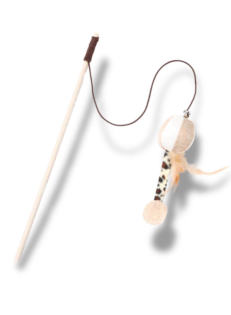 vsell24 Interactive Cat Teaser Wand Toy - Durable Feather & Bell Attachment for Endless Fun, Exercise, and Bonding with Your Feline Friend  - Image 1