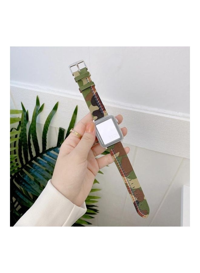 NIBEMINENT Ethnic Replacement Watchband for Apple Watch Series 1/2/3/4/5/6/7/SE 38/40/41mm Camouflage Green - Image 1