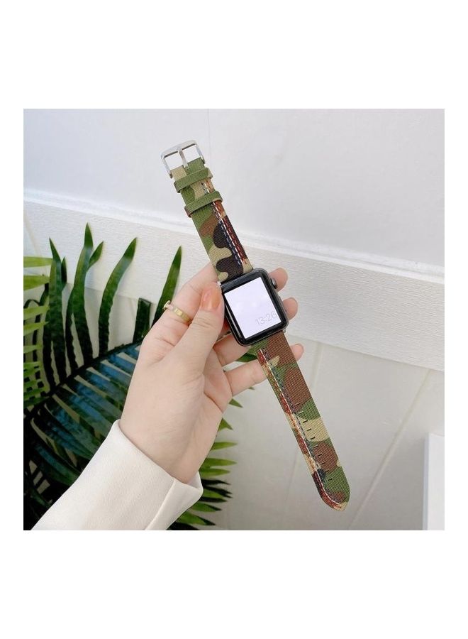 NIBEMINENT Ethnic Replacement Watchband for Apple Watch Series 1/2/3/4/5/6/7/SE 38/40/41mm Camouflage Green - Image 2