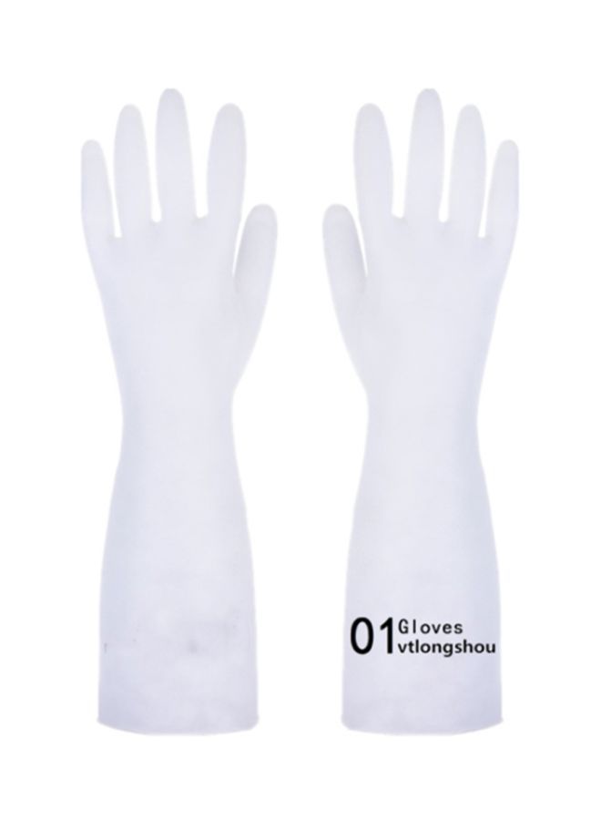 NIBEMINENT Pair Of Alphabet Printed Rubber Gloves White/Black M  - Image 1
