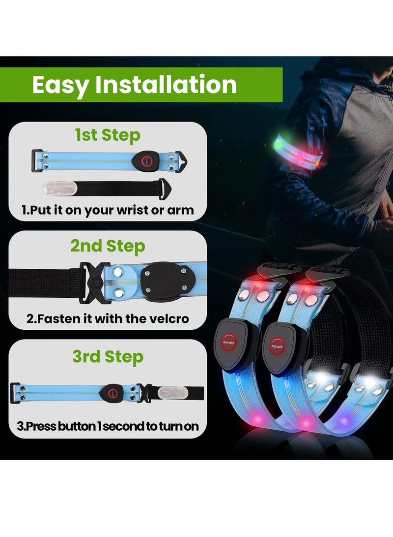 Excefore Reflective LED Armband Set,2 Pack Rechargeable Running Lights for Safety and Visibility - Perfect Gift for Runners, Cyclists, and Walkers (Blue)  - Image 5