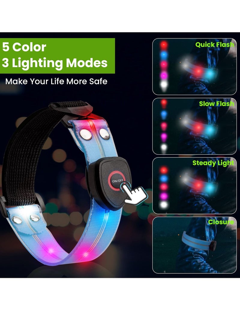 Excefore Reflective LED Armband Set,2 Pack Rechargeable Running Lights for Safety and Visibility - Perfect Gift for Runners, Cyclists, and Walkers (Blue)  - Image 2