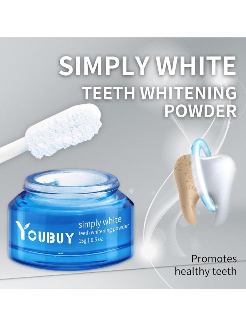 YOUBUY Simply White Teeth Whitening Powder Instant Whitening and Stain Removal Tooth Whitener Cleaning Tooth Fresh Breath Care Oral Remove Tea Coffee Stains Teeth Powder 15g - Image 2