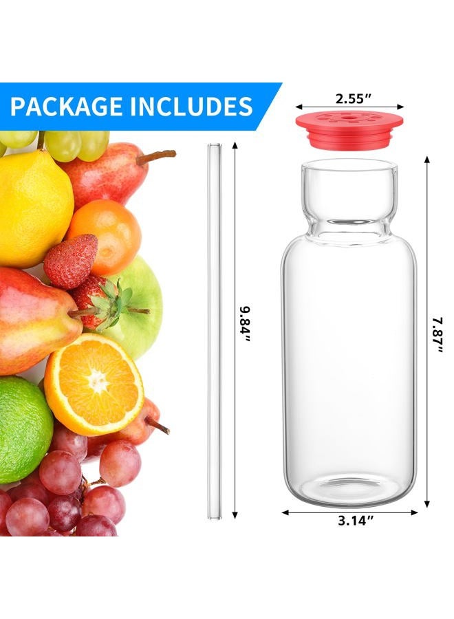 CWHHRN 24 Oz Glass Cup with Lid and Straw, Glass Tumbler, Vintage Glassware for Whiskey Cocktail Beer Juice, Glass Carafe with Lid (2 PACK) - Image 2