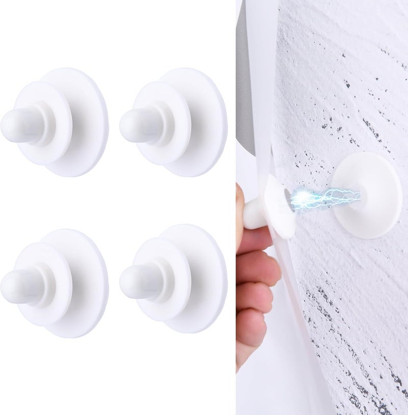 LEKUSHA Magnetic Shower Curtain Clips, Self Adhesive Splash Guard Clips, Keep Curtain Liner Closed to Wall, Stop Liner from Billowing, Prevent Water Off Floor, White, Pack of 4 - Image 1