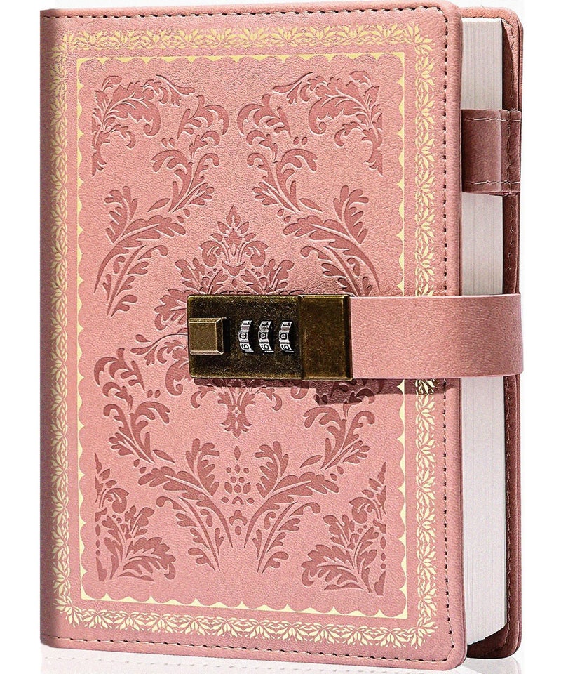 Yoment Lock Diary Vintage Journal with Lock for Women Leather Diary with Locks Refillable Personal Locking Locked Journal Writing Notebook B6 Secret Journal with Combination Password 5.5 x 7.8 in, Pink - Image 1