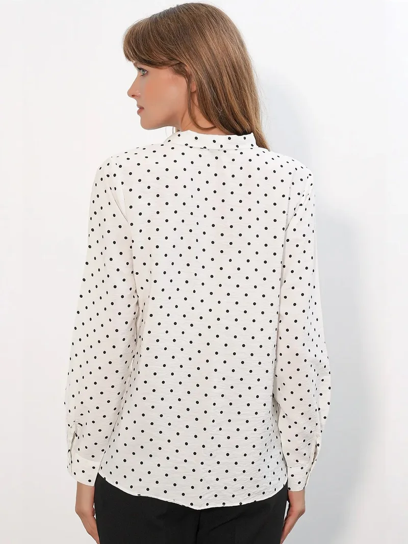 Big Dart Dusty White BDART Polka Dot Poplin Shirt Blouse for Women | Best Price UAE