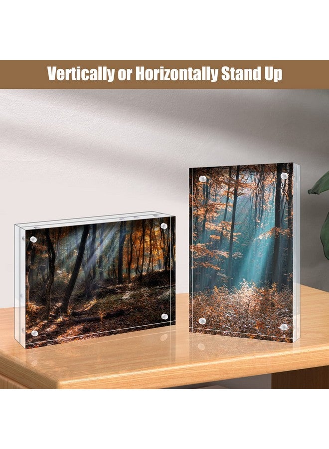 Egofine 4x6 Acrylic Frames 6 Pack, 20mm Thicker Frameless Clear Picture Frames, Double Sided Magnetic Picture Frames, Free Standing Desktop Display - Image 2