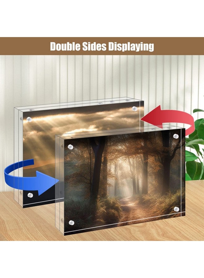 Egofine 4x6 Acrylic Frames 6 Pack, 20mm Thicker Frameless Clear Picture Frames, Double Sided Magnetic Picture Frames, Free Standing Desktop Display - Image 3