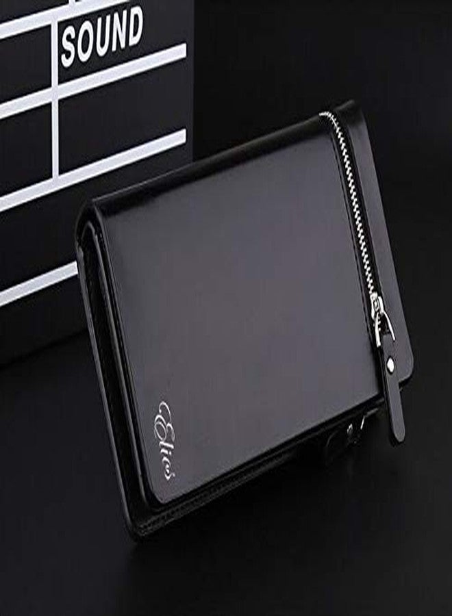 Elios Long Black PU Leather Wallet for Women (Black) - Image 2