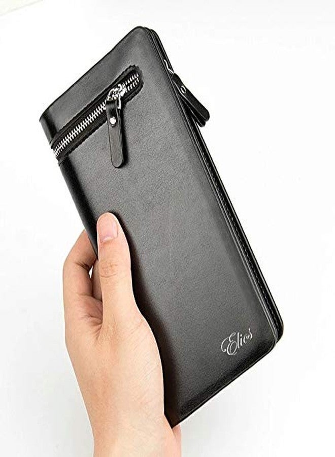 Elios Long Black PU Leather Wallet for Women (Black) - Image 5