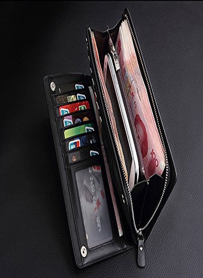 Elios Long Black PU Leather Wallet for Women (Black) - Image 4