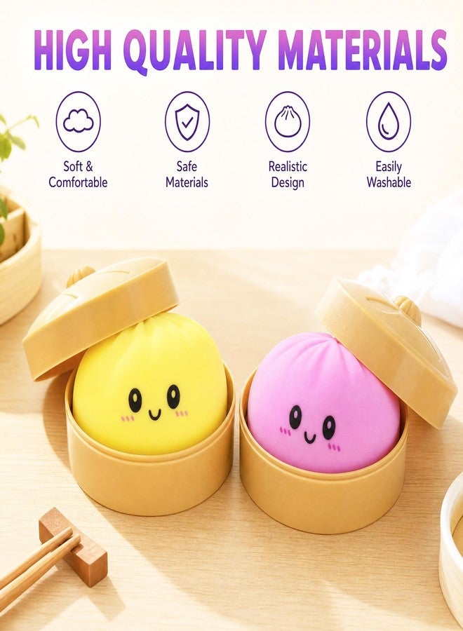 WesGen 2 PCS Squishies Bao Dumpling - Yellow and Purple 2026 Upgraded Squishies Bao Dumpling for Adults Teens Squeeze Stocking Stuff - Image 4