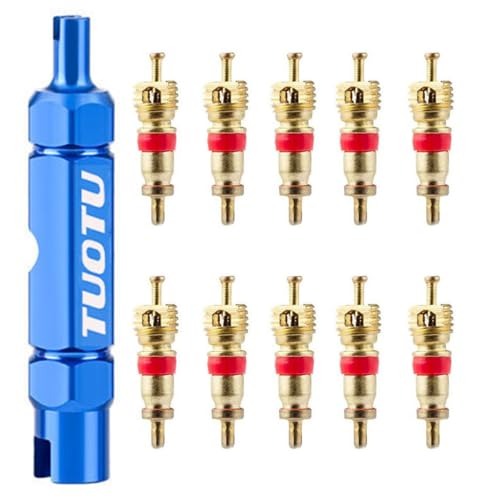 TuoTu Valve Core Remover Tool Kit Bike and Car Valve Core Repair Tool with Brass Replacement Schrader Valve Core - Image 1