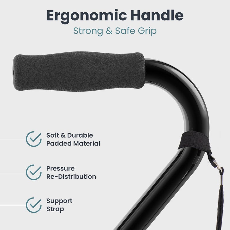 PELEGONÂ® Quad Cane for Women & Men for Stability (300LB) - Adjustable Walking Cane with A Large 4 Pronged Base for Balance & Stability, Walking Canes for Seniors, Walking Cane, Walking Sticks (Black) - Image 3