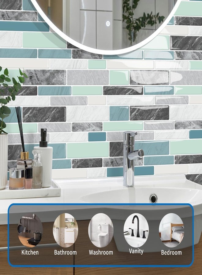 MOONFUN 10 Sheet Peel and Stick Backsplash Tiles, 12 X 12 Inch Blue Green Self Adhesive Tile Sticker for Backsplash Kitchen,Bathroom - Image 5