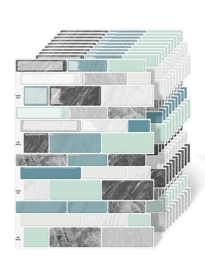 MOONFUN 10 Sheet Peel and Stick Backsplash Tiles, 12 X 12 Inch Blue Green Self Adhesive Tile Sticker for Backsplash Kitchen,Bathroom - Image 1