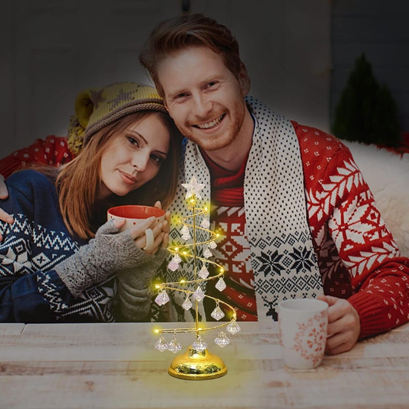 Christmas Tree Lights, Crystal Christmas Tree Lights Copper Wire Night Lights Personalized Christmastree Lamp Christmas Decoration Personalized Gift for Women Family Christmas Day