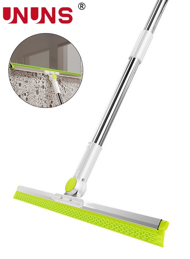 UNUNS 2-in-1 Floor Squeegee Craper Broom,Floor Squeegee with 2pcs 50cm Rubber Foam Stripes Water Scraper Broom, Epoxy Wiper Mop with 143cm Long Handle for Cleaning Concrete Pool Rug Garage Deck Shower Window Outdoor Indoor (Green) - Image 1