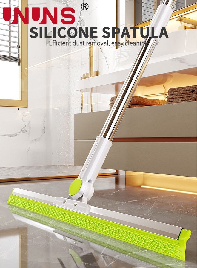 UNUNS 2-in-1 Floor Squeegee Craper Broom,Floor Squeegee with 2pcs 50cm Rubber Foam Stripes Water Scraper Broom, Epoxy Wiper Mop with 143cm Long Handle for Cleaning Concrete Pool Rug Garage Deck Shower Window Outdoor Indoor (Green) - Image 3