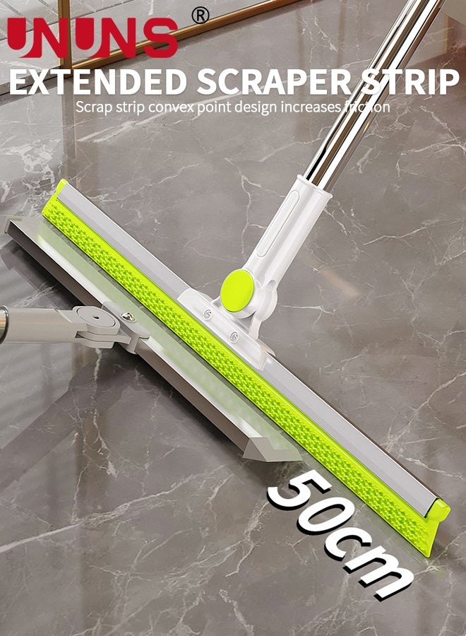UNUNS 2-in-1 Floor Squeegee Craper Broom,Floor Squeegee with 2pcs 50cm Rubber Foam Stripes Water Scraper Broom, Epoxy Wiper Mop with 143cm Long Handle for Cleaning Concrete Pool Rug Garage Deck Shower Window Outdoor Indoor (Green) - Image 4