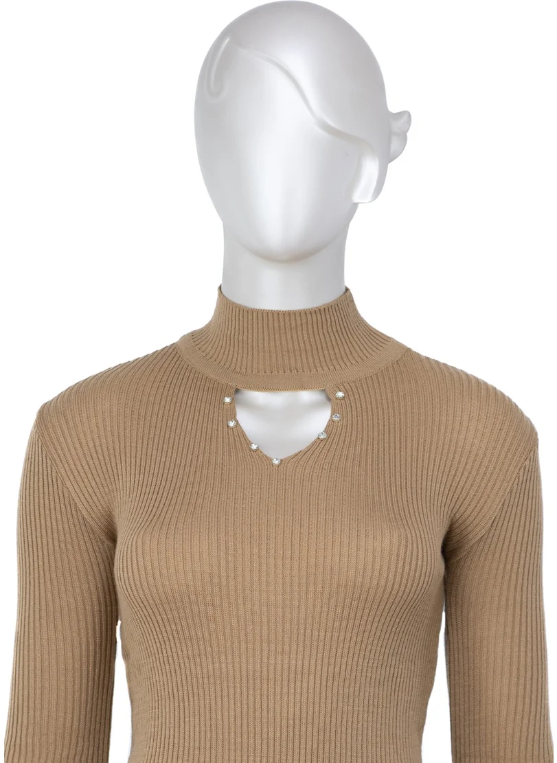 Oppland Women's Half Collar and Stone Long Sleeve Knitted Knitwear Sweater