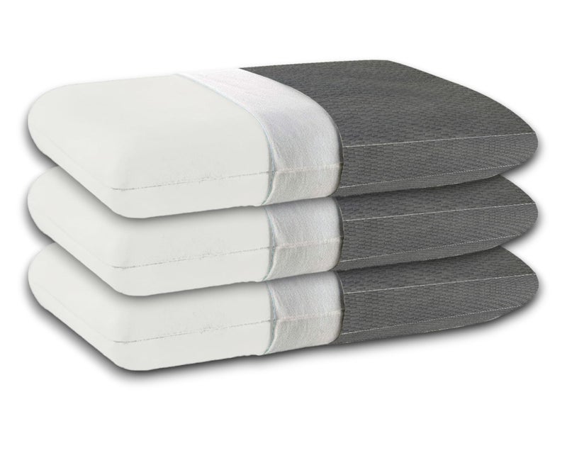 CUSHIO وسادة كوشيو من فوم الذاكرة | الحجم 24"x16"x4" (مجموعة من 3) وسادة طبية وسرية لتخفيف آلام الرقبة والكتف مع غطاء وسادة مجاني (رمادي) - Image 1