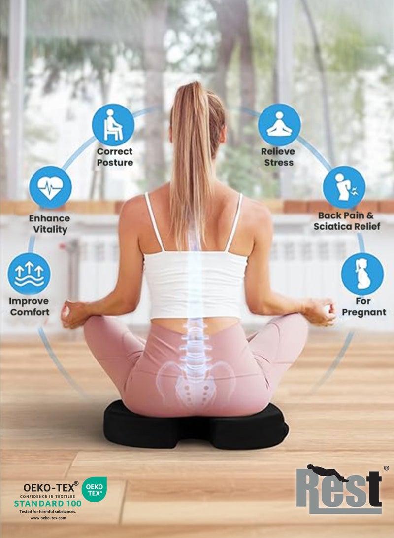REST Ergo  Car Seat Cushion - Orthopedic Memory Foam Car Seat Pad - Sciatica & Lower Back Pain Relief - Lumber Support Car Seat Cushions for Driving - Road Trip Essentials for Drivers with Skin-friendly 3D mesh Cover and Adjustable Straps 46x34x10cm - Image 5