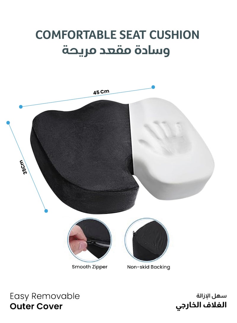 REST Ergo  Car Seat Cushion - Orthopedic Memory Foam Car Seat Pad - Sciatica & Lower Back Pain Relief - Lumber Support Car Seat Cushions for Driving - Road Trip Essentials for Drivers with Skin-friendly 3D mesh Cover and Adjustable Straps 46x34x10cm - Image 4
