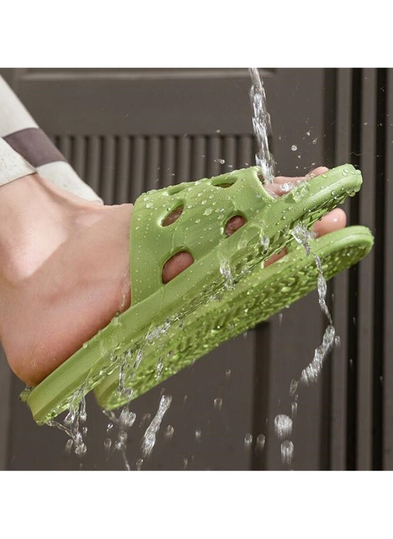 Soft Bottom Home Bath Water Leakage Room Anti-slip Universal Slippers Green - Image 1