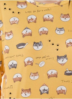 Take Two All Over Cat Print Long Sleeve T-Shirt & Pyjama Set  - Image 3