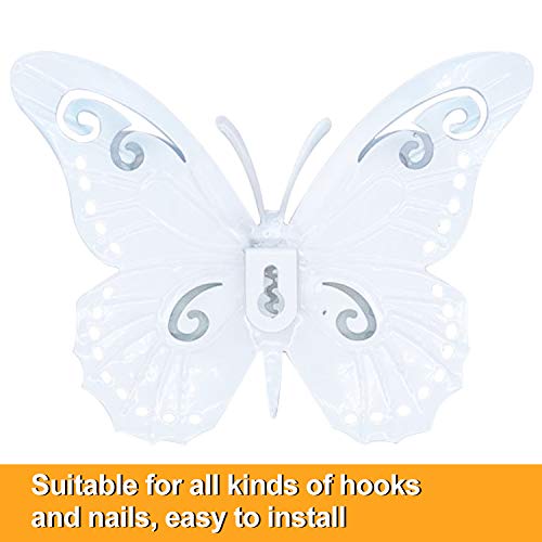 Daogtc Metal Butterfly Outdoor Wall Decor- 6.5'' 3D Metal Colorful Hanging Double Wings Butterflies for Garden Yard Decoration Outdoor or Indoor Decor, Gifts for Mom Dad Friends (4 Pack) - Image 4