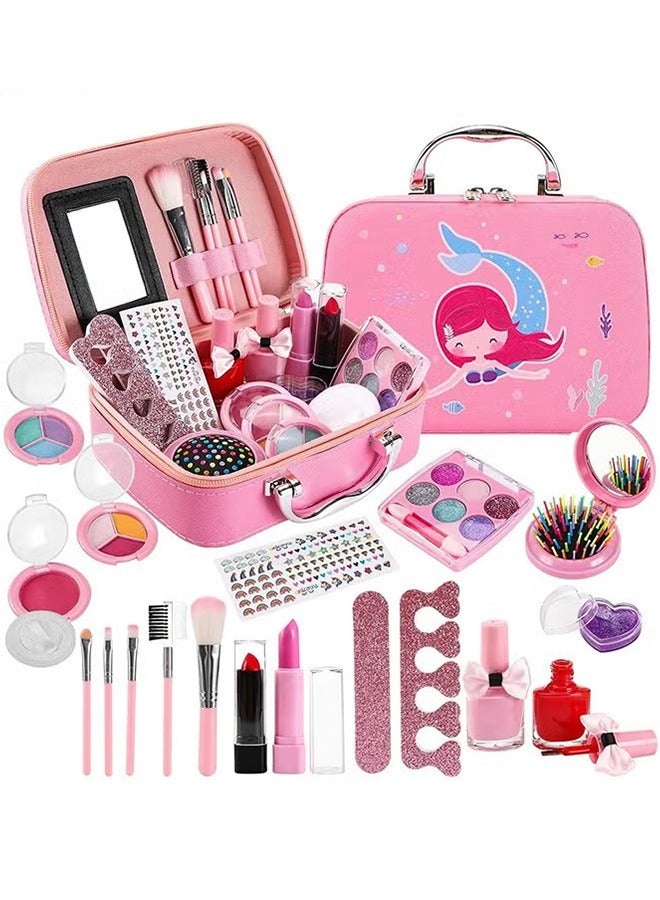 Portable Girl Makeup Bag, Real Kids Makeup Set, Durable And Washable Suitcase, Party Game - Image 1