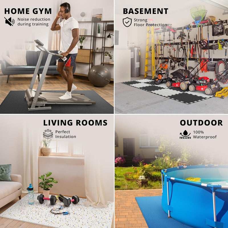 BeMaxx Gym Mats Set - 18 pcs EVA Interlocking Foam Floor Tiles (12.6"x12.6"x0.4") 18sqft Protective Gym Flooring Sports Home Workout Exercise Mats Puzzle Garage Fitness Play-Room Garage Pool Treadmill - Image 5