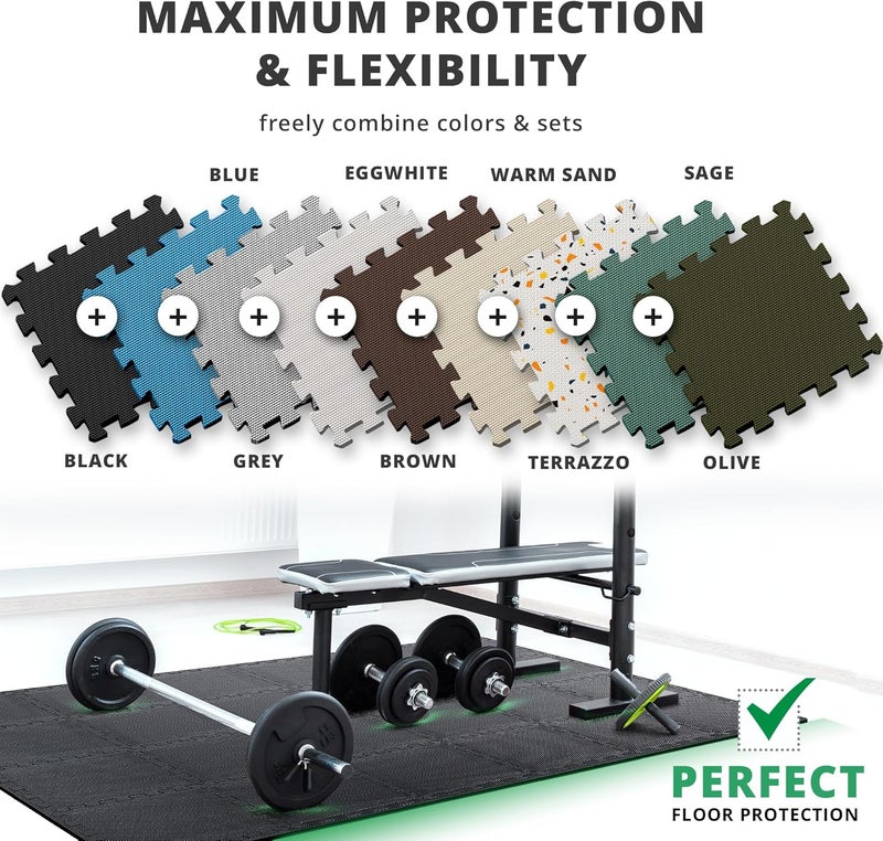 BeMaxx Gym Mats Set - 18 pcs EVA Interlocking Foam Floor Tiles (12.6"x12.6"x0.4") 18sqft Protective Gym Flooring Sports Home Workout Exercise Mats Puzzle Garage Fitness Play-Room Garage Pool Treadmill - Image 4