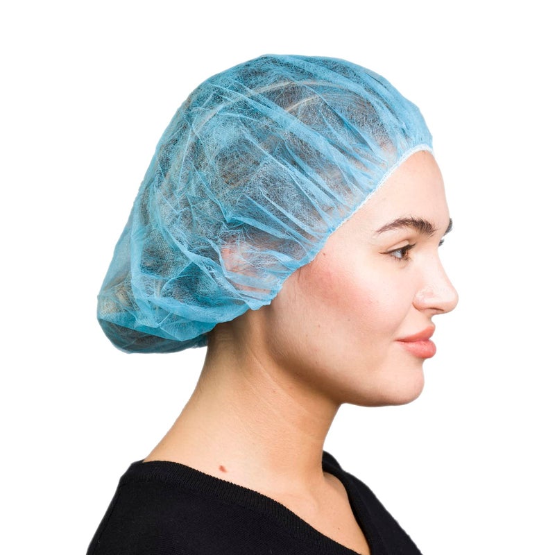 SAFEKO Unisex Polypropylene Bouffant Caps, 100 Count [BLUE | 21"] - Image 1