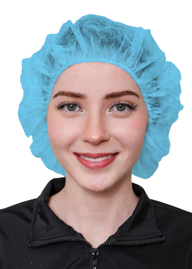SAFEKO Unisex Polypropylene Bouffant Caps, 100 Count [BLUE | 21"] - Image 2