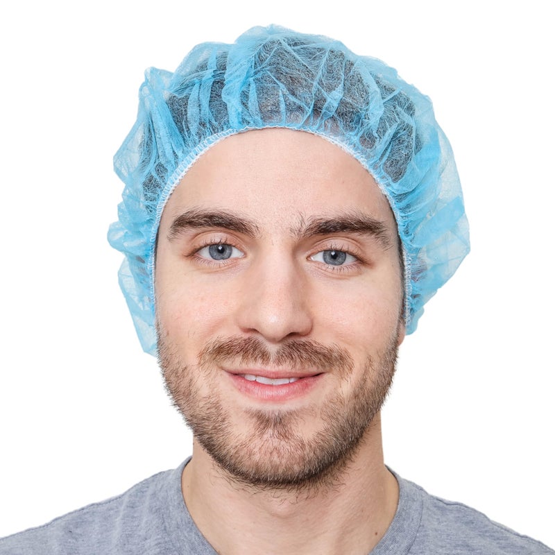 SAFEKO Unisex Polypropylene Bouffant Caps, 100 Count [BLUE | 21"] - Image 5