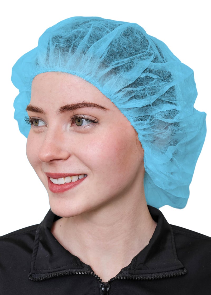 SAFEKO Unisex Polypropylene Bouffant Caps, 100 Count [BLUE | 21"] - Image 3