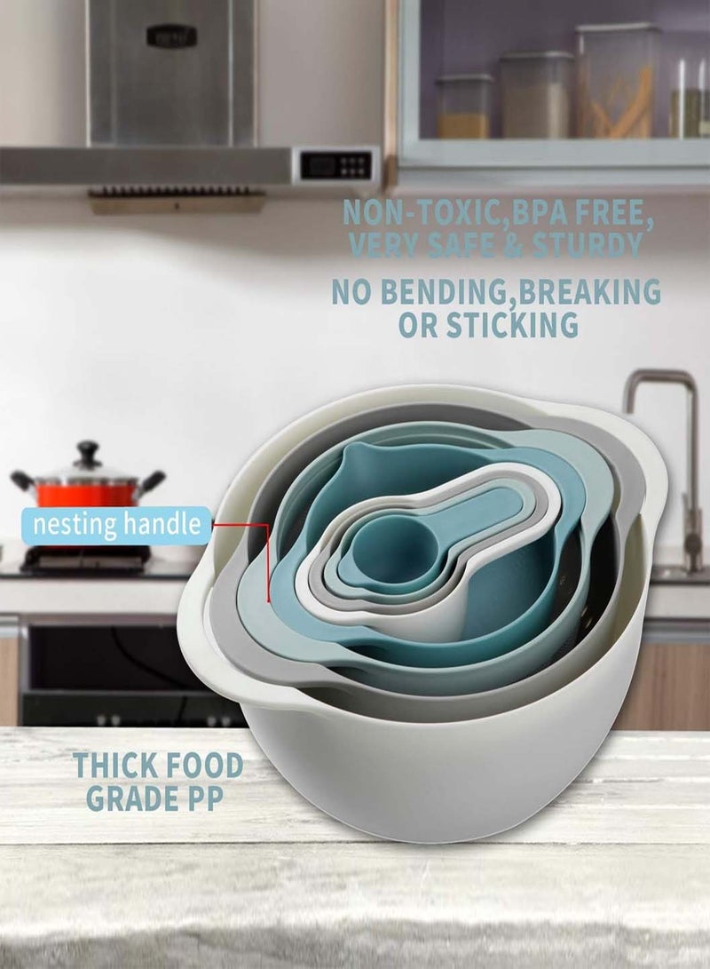 LEOKOR 8 PCS Nesting Mixing Bowl Set for Baking and Cooking, Inculding Measuring Cups, Colander, Sifter, Large Bowl, Sifter Kitchen Baking Gadgets Camping Accessories - Image 3