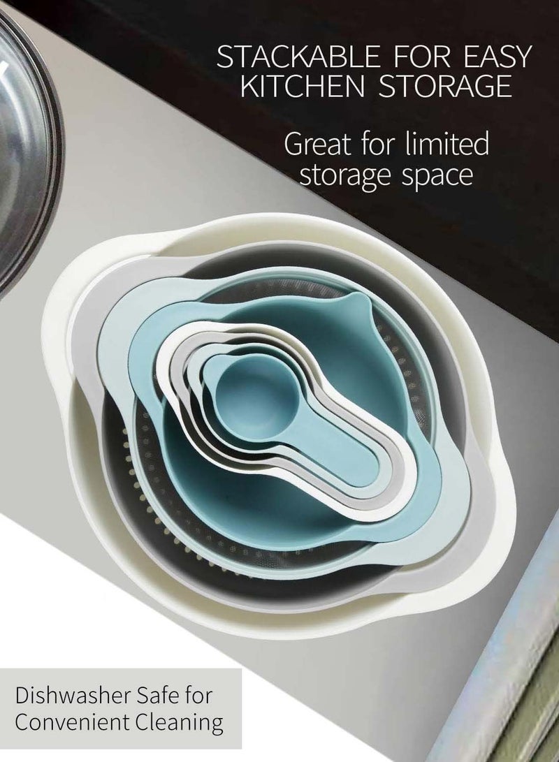 LEOKOR 8 PCS Nesting Mixing Bowl Set for Baking and Cooking, Inculding Measuring Cups, Colander, Sifter, Large Bowl, Sifter Kitchen Baking Gadgets Camping Accessories - Image 2