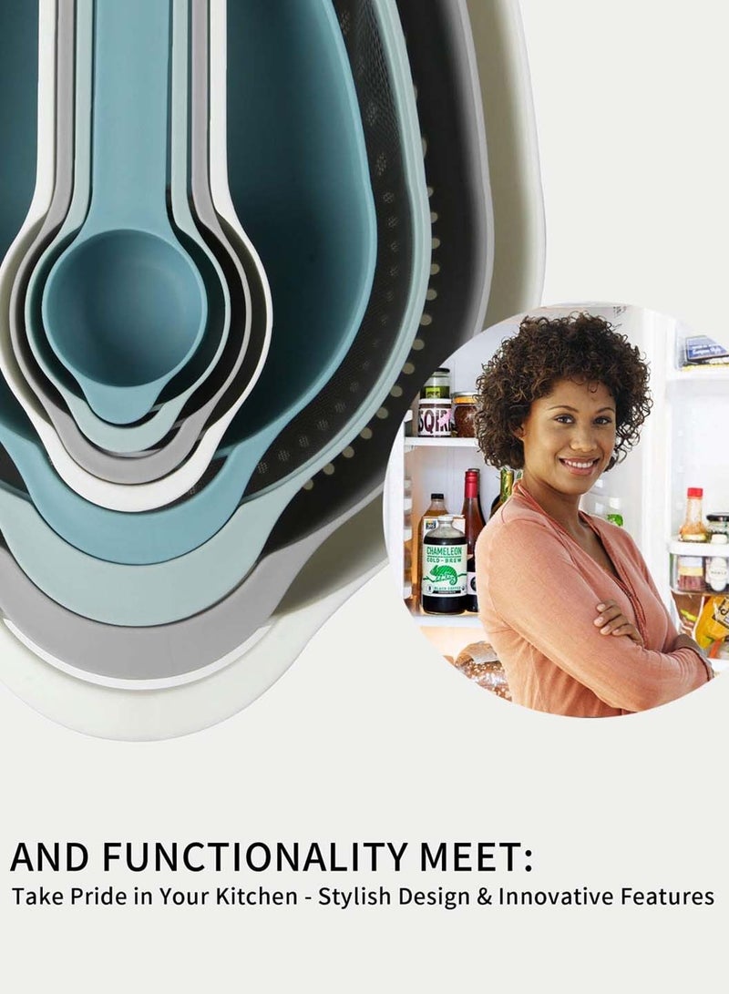 LEOKOR 8 PCS Nesting Mixing Bowl Set for Baking and Cooking, Inculding Measuring Cups, Colander, Sifter, Large Bowl, Sifter Kitchen Baking Gadgets Camping Accessories - Image 5