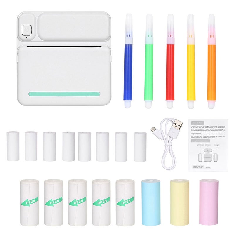 Portable Pocket-size Thermal Printer Wireless BT Printer Simple Operation Support Photo Notes Errors Text Memo Printing Green - Image 1